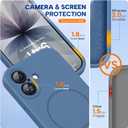 Miracase Magnetic for iPhone 17 Case, Compatible with MagSafe, Integrated Silicone Camera Control Cover, 3.0mm Thicken Shockproof Drop Protection Phone Case for 17, Glass Blue