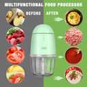 Mini Food Processor - Cordless Food Processor & Portable Small Food Chopper for Meat Vegetables Fruit Salad Onion Garlic, Kitchen 1.3Cup, 300ml, 150 Watts,Glass Container Dishwasher Safe