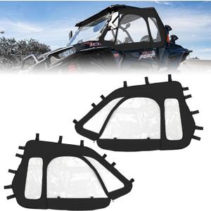 RZR Soft Upper Door YKK Zipper Compatible with Polaris RZR XP 1000 / XP Turbo 2014-2023 2-Seater Models, UTV Cab Enclosures Side Windows, Work with Side Mirror Windshield Roof