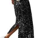 SOFIA'S CHOICE Women Sequin Skirts High Waisted Sparkly Midi Skirt Club Night Out (Black, M)