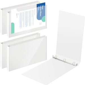 4 Pcs 11 x 17 Inch View Binders with Cover Pocket 2 Inch 3 Rings Heavy Duty View D Ring Binders Economy Holds 11" x 17" Paper for Artwork Blueprints, Office, Home, Work Places (White)