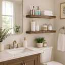 Floating Shelves 2 inch Thick for Wall Set of 2,24 inch High-End Solid Wood Floating Shelves,Rustic Walnut Wall Shelves for Bathroom Bedroom Kitchen, with Sturdy Hidden Bracket,Walnut Finish
