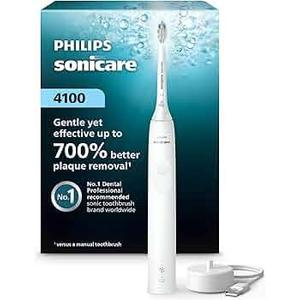 Philips Sonicare 4100 Power Toothbrush, Rechargeable Electric Toothbrush with Pressure Sensor, White HX3681/23