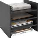 Ballucci 4-Tier Paper Sorter and File Organizer for Desk, Wood Mail Sorter, Fits into IKEA Kallax and ClosetMaid Cube Storage Shelves, Paper Tray, Mail Holder Stand for Classroom, Office, Black