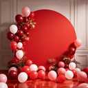 7.2ft Red Round Arch Backdrop Cover for Circle Backdrop Cover for Baby Shower Photography Arch Polyester Back Drop for Home Decoration