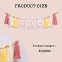 Daisy One High Chair Banner - Spring Theme Birthday Celebration Decorations Pink Floral Banner for Baby