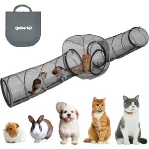2 Connectable Large Cat Tunnels and 1 Portable Mesh Cube for Indoor and Outdoor, Durable Enclosed Outdoor Pet Playpen for Cats, Puppy and Small Animals to Play, Jump and Sleep Safely
