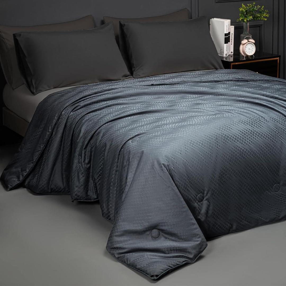 Luxury Silk Comforter/Duvet/Quilt Twin Size (66"x90", 5.1lbs/2.3kg), Filled with Long Strand Mulberry Silk-Warm and Lightweight for All Seasons, with 100% Long Staple Cotton Cover 400TC-Grey