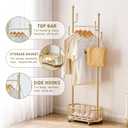 Free Standing Rolling Clothes Rack with Wheels Coat Rack - Golden, 13.78"D x 24.64"W x 7.87"H