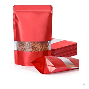 FireKylin 100 Pack Smell Proof Bags, Resealable Bags with Matte Window, Foil Pouch Stand Up Sealable Bags for Packaging（Red,4" x 6"）