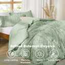 Bedsure Tufted Boho Comforter Set Full Size - Sage Green Boho Bed Set, GentleSoft 3 Pieces Farmhouse-Style Embroidery Bedding, Gifts for Woman, Soft Jacquard Full Comforter for All Seasons