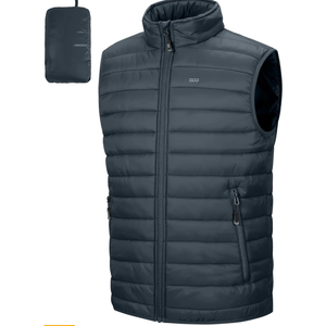 33,000ft Men's Lightweight Packable Insulated Puffer Vest Outerwear, Warm Winter Sleeveless Jacket for Golf Running XL