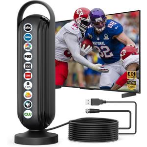 2025 TV Antenna for Local Channels Outdoor 999+ Miles Long Range Indoor/Outdoor tv Antenna for Smart 16.5ft Cable HD Antenna Supports 4K 8K1080p