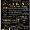 Stuff4 Gold 50th Anniversary Poster Unframed - Golden Married In 1976 Newspaper - 50 Wedding Anniversary for Men Women Vintage Gifts Back In 1976, 8x10 Inch Anniversaries Posters