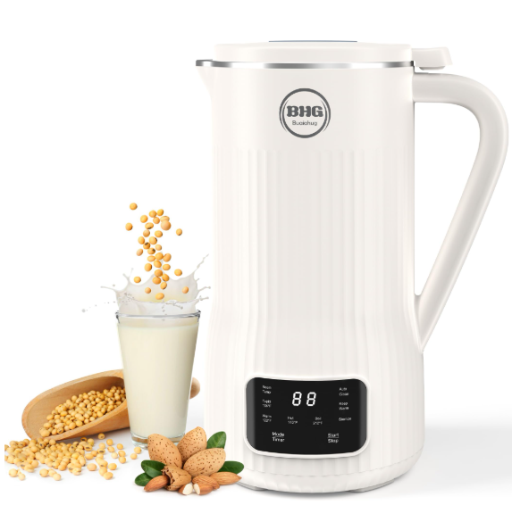 BUAIAHUG Nut Milk Maker Machine 20oz – Upgraded 10-Blade Almond, Soy & Oat Milk Maker, Plant-Based Dairy-Free Beverage Maker with Auto-Clean, Timer, Keep Warm, Boil & Cold Drink Functions