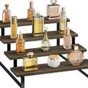 Wooden Display Riser Stand 4 Tier Perfume Display Stand Perfume Organizer with Metal Stand for Dresser Display Shelf for Cologne Spice Rack Figruine Cupcake