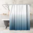 Americanflat 71x74 Light Blue Ombre Shower Curtain - Water-Resistant Long Shower Curtain with Durable Grommets and 12 Hooks - 100% Polyester