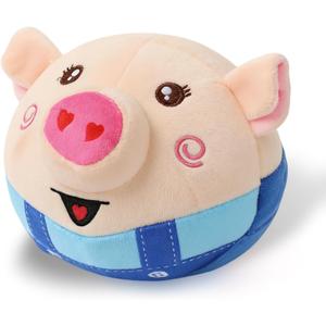 Interactive Dog Toys, Jumping Pig Dog Toys with Bounce, Recording and Music Modes, Active Moving Pet Plush Toy, Washable Cartoon Pig Plush Toy for Puppies/Small/Medium/Large Dogs (Blue)