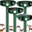 4 Pack 2026 Solar Ultrasonic Animal Repellent Cat Rabbit Deterrent Racoon Deer Repellent Devices with Motion Detection for Squirrel Dog Rodent Waterproof Skunk Repellent for Yard