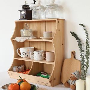 Coffee Mug Display Rack, 3 Tier Wood Cottage core Spice Rack, Coffee bar Tiered Organizer, Kitchen Organization, Mug Shelf Stand, Toy Storage (Natural)