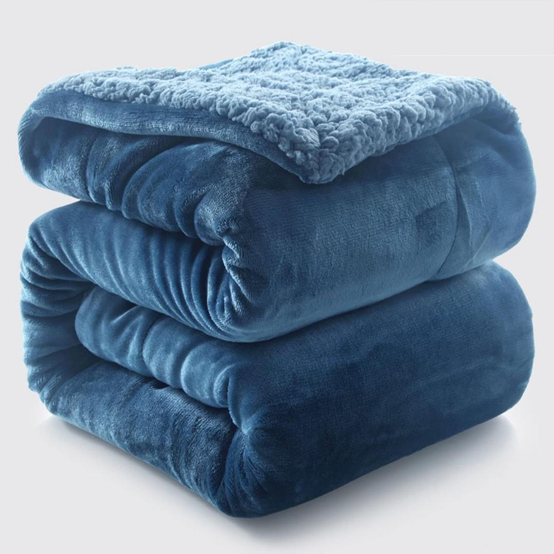 Thick Reversible, Blanket Luxurious Fluffy Universal Blanket Throw Warm Washable Throw for Bed Sofa -blue-1-200×230cm (78×90inch)