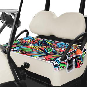 PGmoon Golf Cart Seat Covers, Golf Cart Seat Towel Blanket for Most Golf Carts Fits for EZGO, Club Car, Yamaha and More (Patent Design) (Red banana leaf)