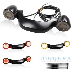 Motorcycle Bullet Rear Light Bar LED Turn Signals Integrated Brake Taillights for Harley Touring Softail Electra Glide Standard Road Glide Custom Street Glide, Black