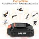 energup 20Volt Replace for Worx 20V Battery and Charger Kit, Compatible with Works 20Volt WA3520 WA3525 WA3575 WG151s WG251s WG540s WG545s WG890 WG891, with Worx 20V Lithium Battery Charger