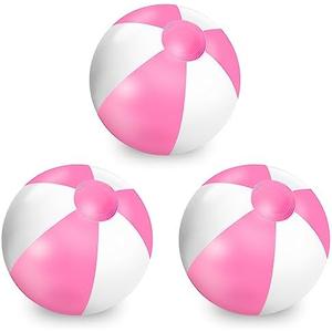 Whaline 3Pcs Inflatable Beach Ball Round Pool PVC Balls Cute Game Toys for Summer Hawaiian Tropical Theme Beach Party Decor