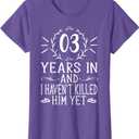 3rd Wedding Anniversary Shirts For Her - 3 Years Marriage T-Shirt, Purple, Large 