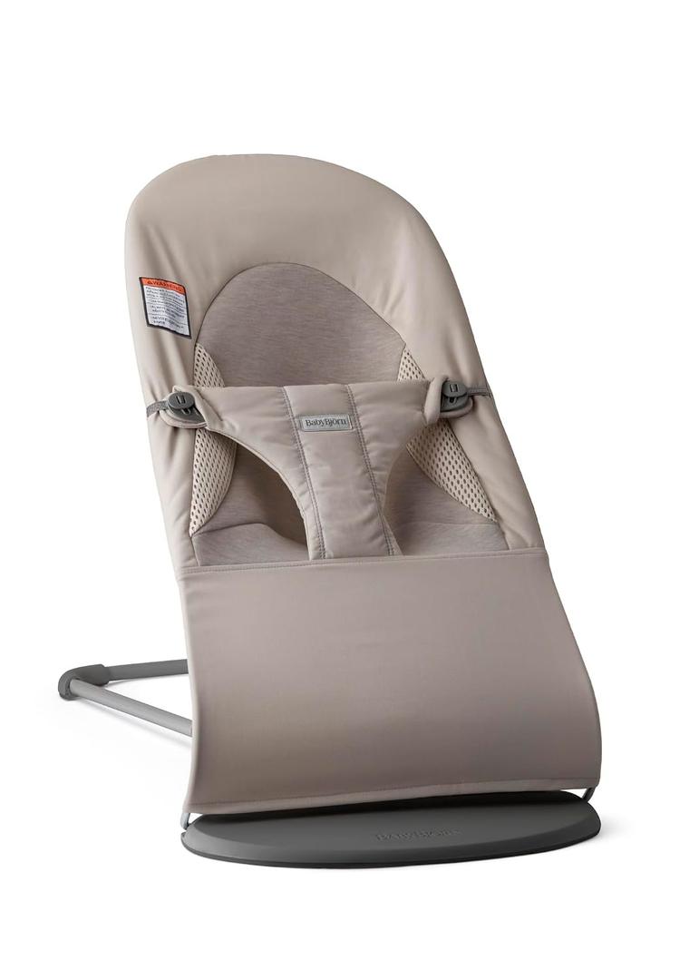 BabyBjörn Bouncer Bliss, Tri-Fabric, Sand Grey | 2-in-1 Adjustable Baby Bouncer Seat and Toddler Chair, Newborn to Toddler (8-29 lbs), 4 Positions, Lightweight & Portable