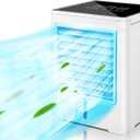 Portable Air Conditioners, Evaporative Air Cooler with 3 Wind Speeds 3 Timers Touch Screen Small Desktop Cooling Fan, Personal Mini Air Cooler for Home Room Camping Car Office