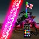 3FT(0.9M) RF Remote Control RGB LED Whips Light with Dacning/Chasing LED Antenna Light for Off- Road Vehicle ATV UTV RZR Jeep Trucks Dunes Lighting installations for Vehicles