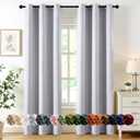 MIULEE Greyish White Blackout Curtains for Bedroom Living Room 84 Inches Long 2 Panels, Thermal Insulated Room Darkening Drapes Grommet Noise Reducing Light Blocking Window Treatments 40x84 Inch
