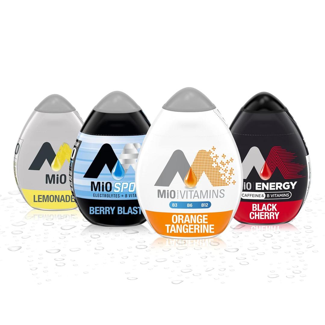 MiO Lemonade, Berry Blast, Orange Tangerine & Black Cherry Naturally Flavored Liquid Water Enhancer Variety Pack, 4 ct Pack, 1.62 fl oz Bottles
