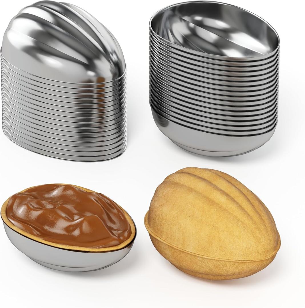 Lot 40 Oreshki Mold Oven Cookies Maker Oreshnitsa  - Cookie Mold Oreshek Cake - Nut Cookie Shaped Molds - Mini Metal Mold Form Nuts for Sweet Russian Nuts Oreshki Molding for Baking