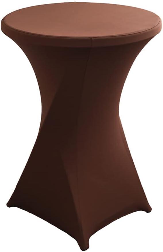 30 inches 32'' Highboy Cocktail Round Stretch Spandex Fitted Table Cover High Top Square Corners Tablecloth (30"-32" Dia x 43'', Dark Brown)
