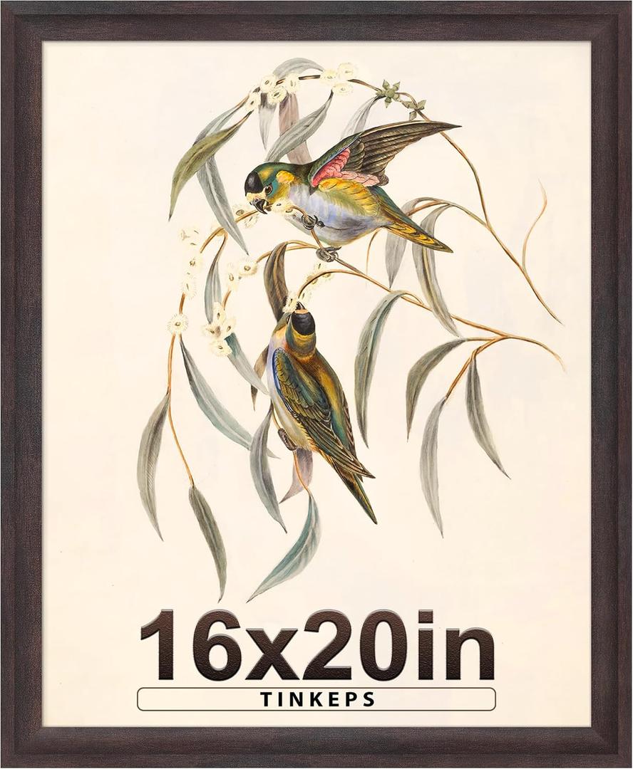16x20 Frames as Poster Frames, 1.37-In Wide MDF Frame with Plexiglass, 16 x 20 Picture Frames for Wall, Walnut Brown