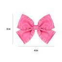 4" Hot Pink Ruffled Ribbon Hair Bow Barrettes, 2pc Cute Satin Bow-knot Alligator Clips Hairpins Birthday Valentine Party Dress Decor Accessory for Teens Toddler Girls Kids Child