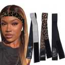 3 Pcs Elastic Bands for Wigs - Lace Melting, Edge Wrap to Lay Edges (Silver, Leopard, Black Pack)