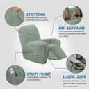 H.VERSAILTEX Recliner Chair Cover Velvet 1-Piece for Large Recliner, Soft Thick Luxury Furniture Protector with Elastic Bottom, Anti-Slip Foams Attached (Sea Grass, Large)