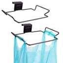 2 Pcs Large Stainless Steel Trash Bag Holder for Cabinets and Cupboards, Under Sink, Black