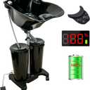 Portable Shampoo Bowl with Electric Pump, Rechargable Shampoo Basin with Sprayer and Water Tanks, Mobile Hair Washing Sink, Adjustable Portable Salon Sink for Home Salon Use (Rechargeable)