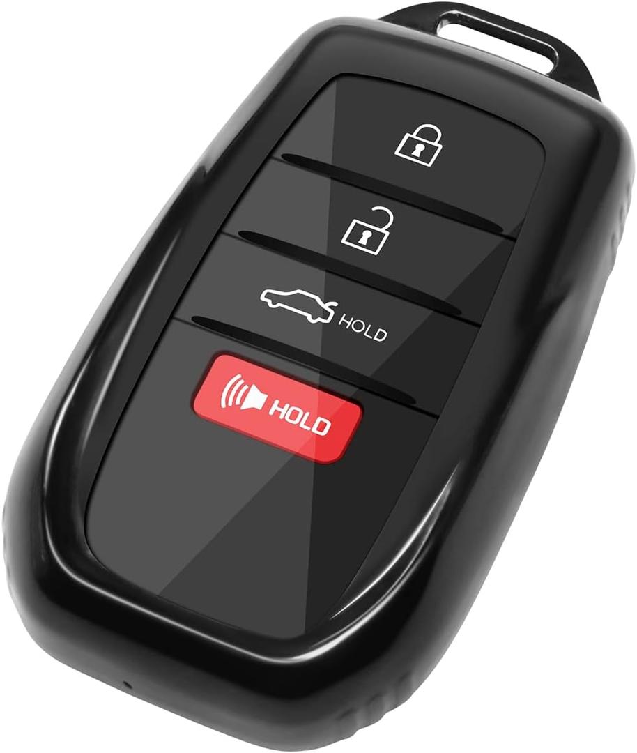 for Toyota Key Fob Cover for 2025 2026 Camry 2020-2026 Rav4 2019-2026 Land Cruiser Key Shell Case for 2021-2026 Sienna Venza Hilux Grand Highlander Tundra Corolla bZ4X Prius (Black, 1PC)