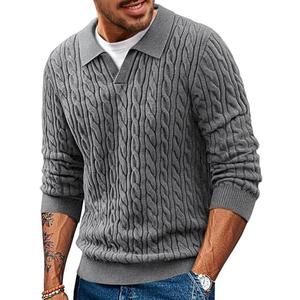 PJ PAUL JONES Men Sweaters V Neck Cable Knit Sweater Fall Casual Slim Fit Pullover M