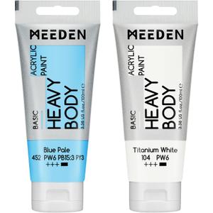 MEEDEN Acrylic Paint Blue Pale: 100ml/3.38oz Heavy Body Acrylic Paint Tube Bundled with Additional Titanium White Color for Art Craft Painting