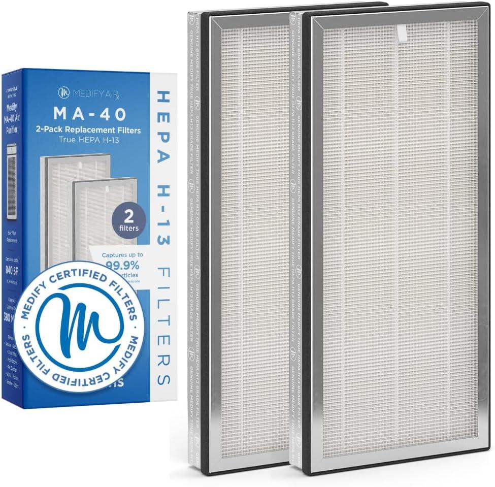 Medify Air Air MA-40 Air Purifier Medical Grade True HEPA H13 Genuine Replacement Filter (ME-40, 2-Pack)