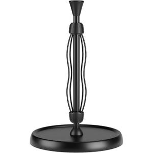 Countertop Paper Towel Holder, Premium Stainless Steel Kitchen Roll Holder with Double Ratchet Mechanism - Decorative for Kitchen, Bathroom, Farmhouse (Matte Black)