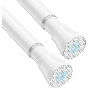 Shower Curtain Rod Spring Tension Rod 30 to 64 Inches 2PCS, Spring Tension Curtain Rod White Expandable for Window Wardrobe Doorway Kitchen