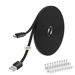 40FT Flat Power Extension Cable Compatible with Wyze Cam/Wyze Cam Pan,Yi Camera,NestCam Indoor,Blink XT Camera,USB to Micro USB Charging Cord for Home Security Camera (1) 40FT Flat Power Extension Cable Compatible with Wyze Cam/Wyze Cam Pan,Yi Camera,NestCam Indoor,Blink XT Camera,USB to Micro USB Charging Cord for Home Security Camera (1)
